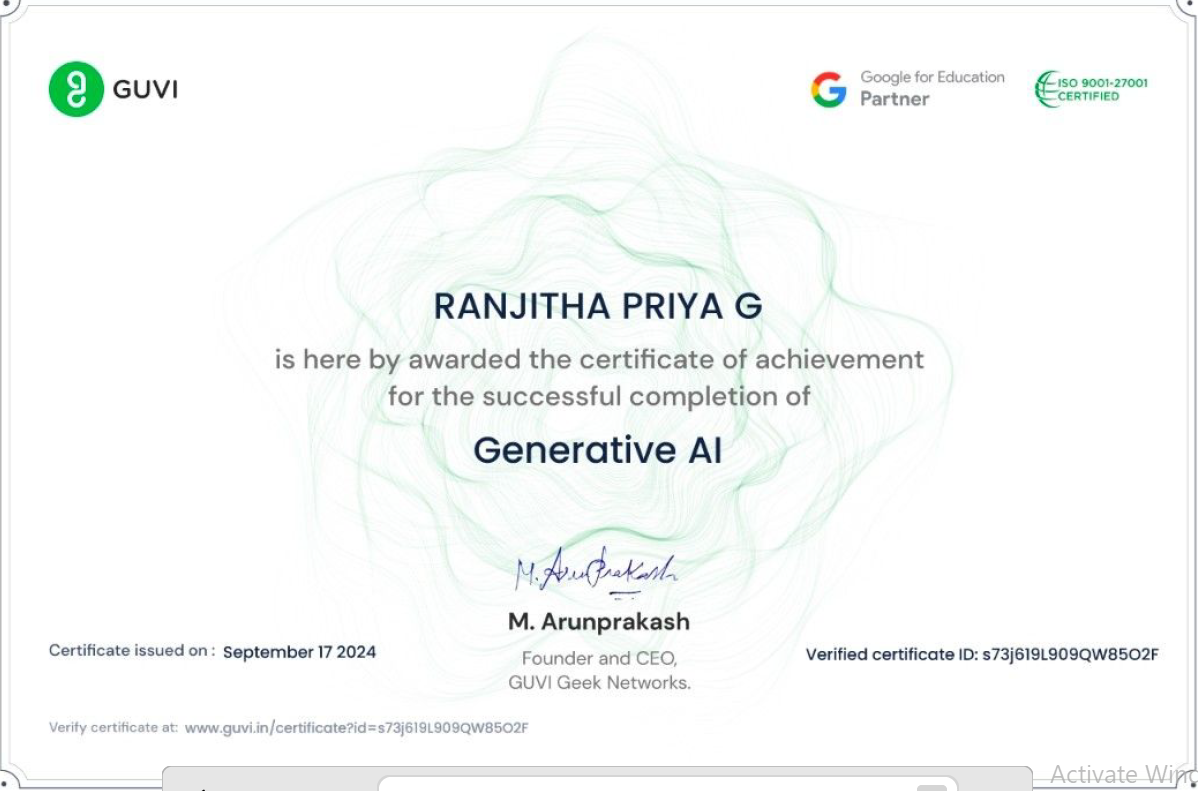 GUVI Certificate